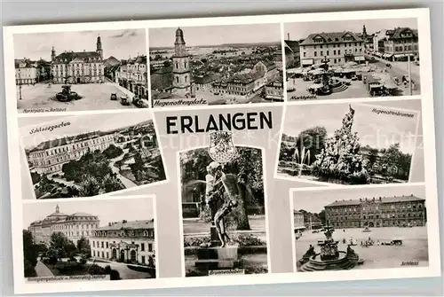 AK / Ansichtskarte Erlangen Schloss Brunnenbueberl Kollegienhaus Marktplatz  Kat. Erlangen