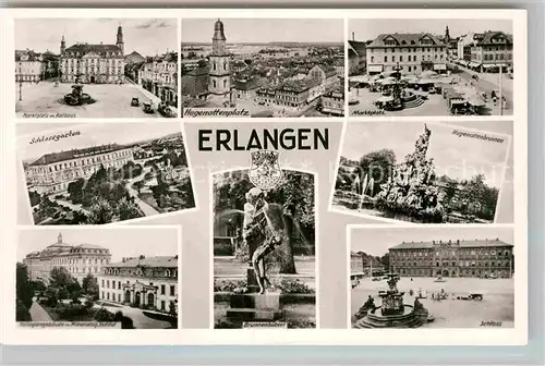 AK / Ansichtskarte Erlangen Schloss Hugenottenplatz Marktplatz Brunnenbueberl  Kat. Erlangen