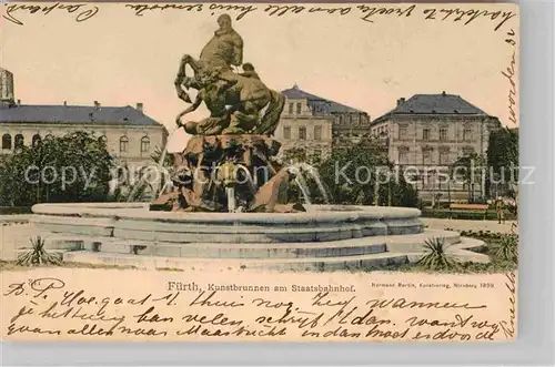 AK / Ansichtskarte Fuerth Bayern Kunstbrunnen Bahnhof  Kat. Fuerth