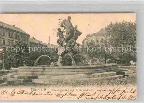 AK / Ansichtskarte Fuerth Bayern Kunstbrunnen Bahnhofsplatz  Kat. Fuerth