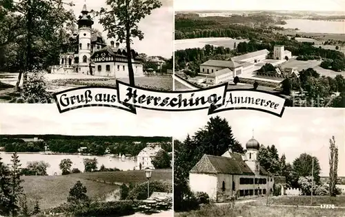 AK / Ansichtskarte Herrsching Ammersee Kurparkschloesschen Bundeszollschule Kirche Kat. Herrsching a.Ammersee