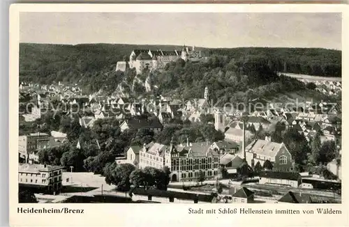 AK / Ansichtskarte Heidenheim Brenz Stadtbild mit Schloss Hellenstein Widmung Heidenheimer Zeitung 4. Schoenhengster Heimattag 1953 Kat. Heidenheim an der Brenz