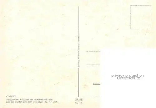 AK / Ansichtskarte Coburg Neugasse Muenzmeisterhaus gotischer Steinbau 13. Jhdt. Fachwerkhaus Historisches Gebaeude Kat. Coburg