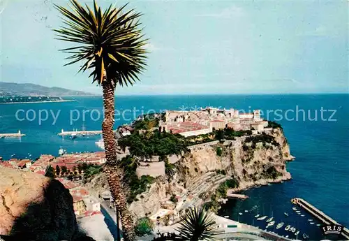 AK / Ansichtskarte Monaco Le Rocher vu du Jardin Exotique au loin l Italie Cote d Azur Kat. Monaco