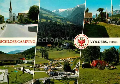 AK / Ansichtskarte Volders Hauptstrasse mit Kirche Schloss Camping Minigolf Alpenblick Kat. Volders