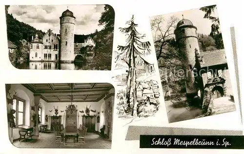 AK / Ansichtskarte Mespelbrunn Schloss Turm Rittersaal Kat. Mespelbrunn