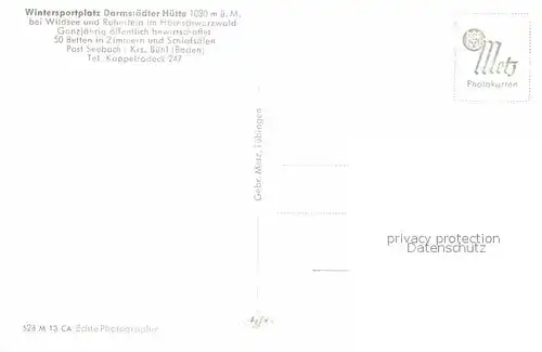 AK / Ansichtskarte Seebach Ortenaukreis Darmstaedter Huette Kat. Seebach