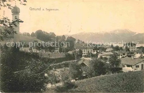 AK / Ansichtskarte Gmund Tegernsee Teilansicht mit Kirche Kat. Gmund a.Tegernsee