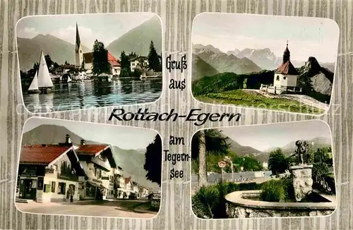 AK / Ansichtskarte Rottach Egern Teilansicht Kirche Dorfmotiv Brunnen Kat. Rottach Egern