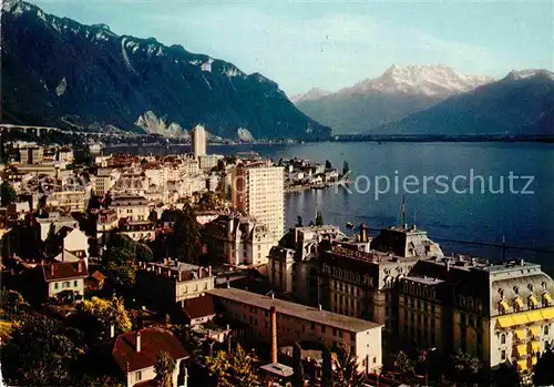 AK / Ansichtskarte Montreux VD Fliegeraufnahme et Dents du Midi Kat. Montreux