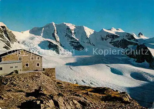 AK / Ansichtskarte Diavolezzahuette mit Piz Palue und Bellavista Gebirgspanorama Berninagruppe Kat. Diavolezza