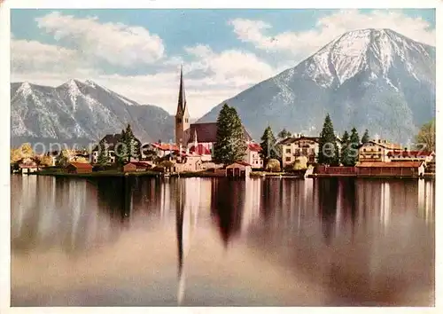 AK / Ansichtskarte Rottach Egern Tegernsee mit Kirche und Wallberg