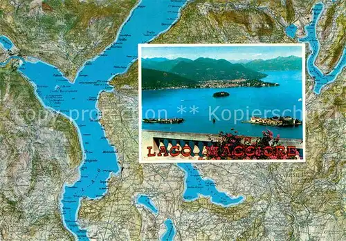 AK / Ansichtskarte Lago Maggiore Landkarte und Panorama Kat. Italien