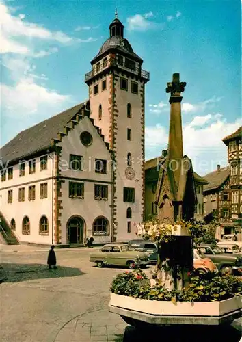 AK / Ansichtskarte Mosbach Baden Rathaus mit Brunnen Kat. Mosbach