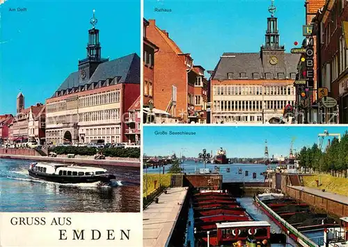 AK / Ansichtskarte Emden Ostfriesland Delft Rathaus Seeschleuse Kat. Emden