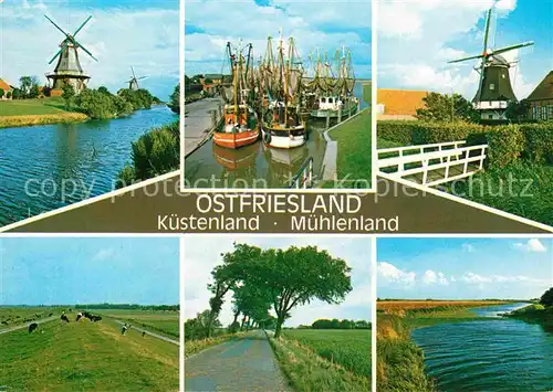 AK / Ansichtskarte Ostfriesland Kueste und Muehlen Hafen Kat. Regionales