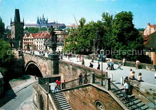 AK / Ansichtskarte Praha Prahy Prague Karlsbruecke und Kleinseitner Brueckenturm Kat. Praha