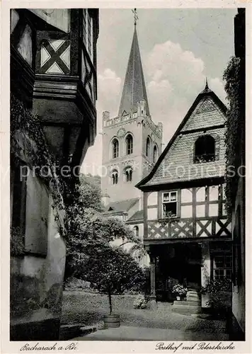 AK / Ansichtskarte Bacharach Rhein Posthof mit Peterskirche Fachwerkhaus Kat. Bacharach