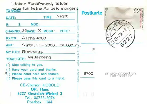 AK / Ansichtskarte Oestrich Winkel German CB Station Kobold Kat. Oestrich Winkel