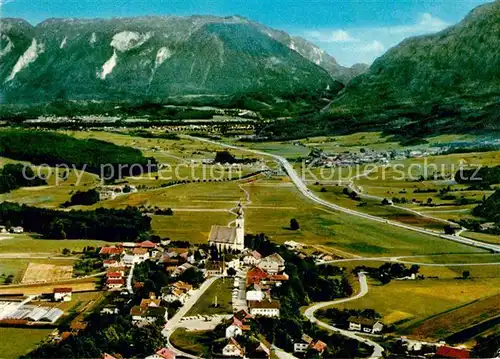 AK / Ansichtskarte Anger Chiemgau Panorama mit Untersberg Fliegeraufnahme