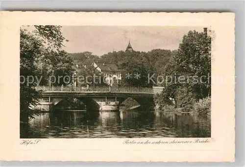 AK / Ansichtskarte Hof Saale Untere steinerne Bruecke  Kat. Hof