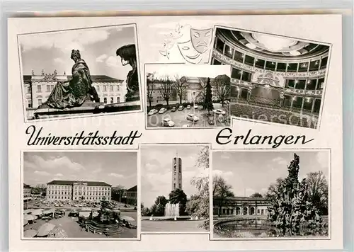 AK / Ansichtskarte Erlangen Theater Hugenottenbrunnen Marktplatz Kat. Erlangen