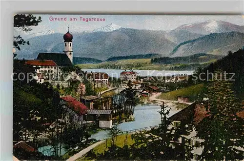 AK / Ansichtskarte Gmund Tegernsee Teilansicht mit Kirche Kat. Gmund a.Tegernsee