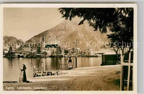 AK / Ansichtskarte Egern Tegernsee mit Kirche und Wallberg Landestelle ueberfahrt Kat. Rottach Egern