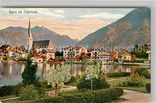 AK / Ansichtskarte Egern Tegernsee mit Kirche und Wallberg Kat. Rottach Egern