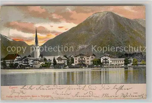 AK / Ansichtskarte Egern Tegernsee mit Kirche und Wallberg Kat. Rottach Egern