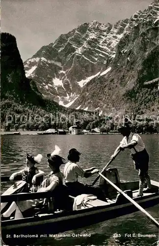 AK / Ansichtskarte St Bartholomae Watzmann Bootsfahrt Foto E. Baumann Nr. 285 Kat. Schoenau a.Koenigssee