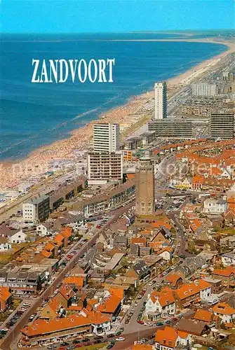 AK / Ansichtskarte Zandvoort Holland Fliegeraufnahme Strandpromenade mit Leuchtturm 