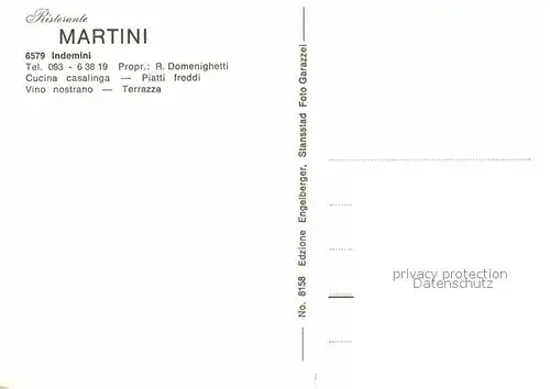 AK / Ansichtskarte Indemini Restaurant Martini Kat. Indemini