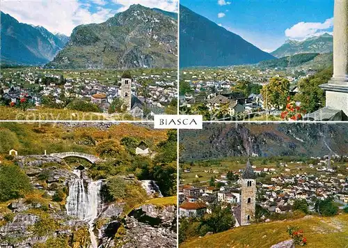 AK / Ansichtskarte Biasca Panorama Kirche Wasserfall  Kat. Biasca