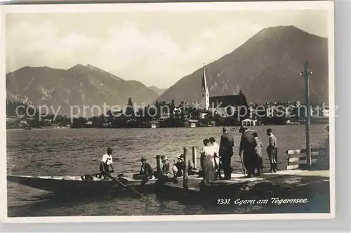 AK / Ansichtskarte Egern Tegernsee Teilansicht mit Bootsanlegestelle und Kirche Kat. Rottach Egern