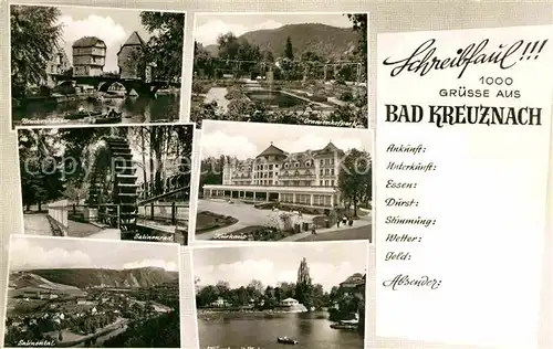 AK / Ansichtskarte Bad Kreuznach Brueckenhaeuser Salinenrad Kurhaus Kat. Bad Kreuznach