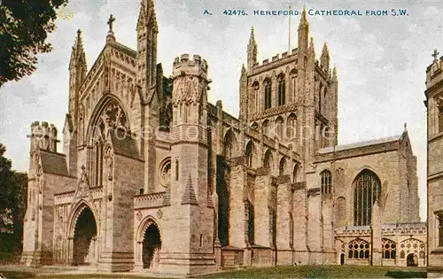 AK / Ansichtskarte Hereford UK Cathedral From S.W.