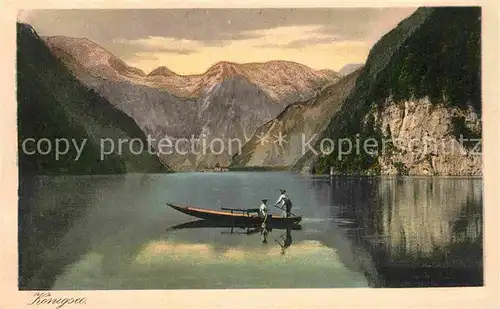 AK / Ansichtskarte Koenigsee Berchtesgaden mit Ruderboot