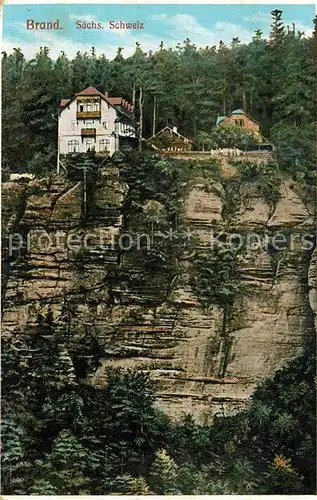 AK / Ansichtskarte Brand Saechsische Schweiz Haus auf dem Felsen Kat. Hohnstein