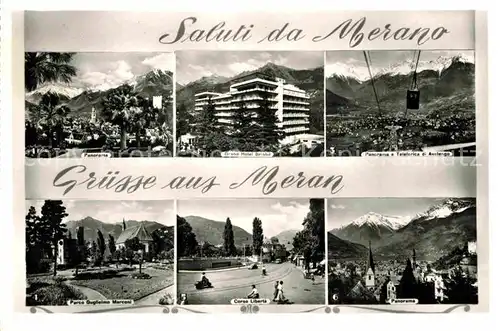 AK / Ansichtskarte Merano Suedtirol Grand Hotel Bristol Haflingerbahn Marconi Park Freiheitsstrasse Kat. Merano