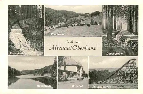 AK / Ansichtskarte Altenau Harz Eisenquelle Dammgraben Sprungschanze Huettenteich Kat. Altenau