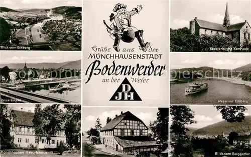 AK / Ansichtskarte Bodenwerder Baron Muenchhausenstadt Weser mit Eckberg Muenchhausens Geburtshaus Eckberg  Kat. Bodenwerder