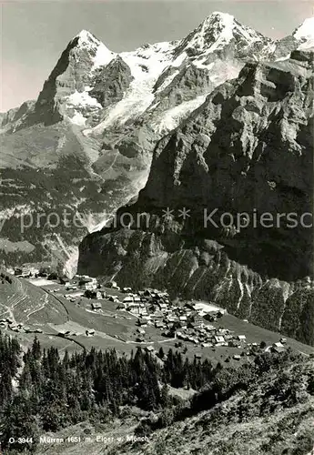 AK / Ansichtskarte Muerren BE Panorama Blick zu Eiger und Moench Berner Alpen Kat. Muerren