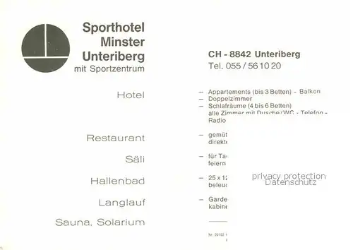 AK / Ansichtskarte Unteriberg Sporthotel Minster mit Sportzentrum Hallenbad Restaurant Kat. Unteriberg