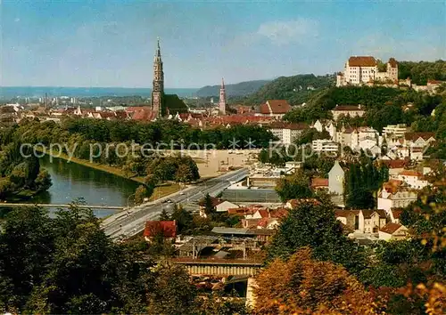 AK / Ansichtskarte Landshut Isar Stadtbild mit Kirche Schloss Kat. Landshut