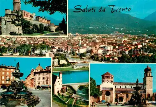 AK / Ansichtskarte Trento Schloss Brunnen Domplatz mit Kathedrale Stadtpanorama Kat. Trento