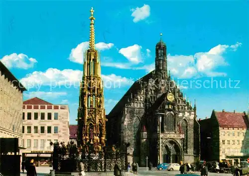 AK / Ansichtskarte Nuernberg Schoener Brunnen und Frauenkirche Kat. Nuernberg