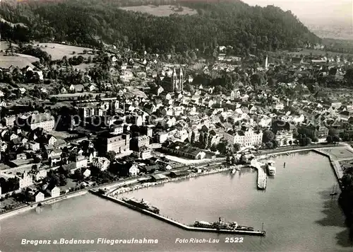 AK / Ansichtskarte Bregenz Bodensee Hafen Fliegeraufnahme