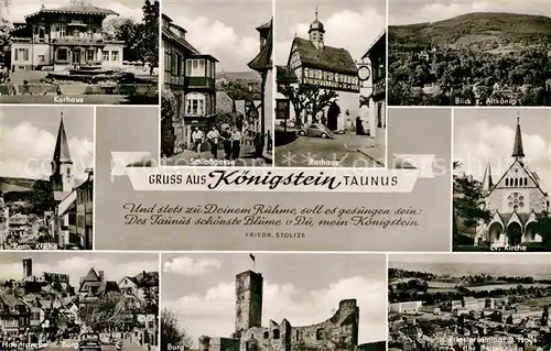 AK / Ansichtskarte Koenigstein Taunus Rathaus Schlossgasse Kurhau Atkoenig Burg  Kat. Koenigstein im Taunus