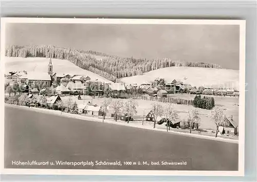 AK / Ansichtskarte Schoenwald Schwarzwald Winterpanorama Kat. Schoenwald im Schwarzwald